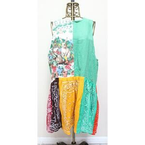 Psychic Outlaw Green Bunny Bandana Mixed Print Dress